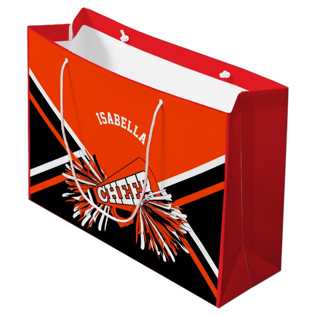 Cheerleader 📣 - Red, White and Black - Large Gift Bag (Front Angled)