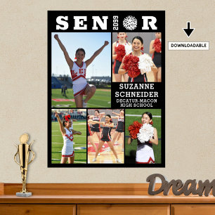Cheerleader Senior Graduation 5 Photo Collage Poster