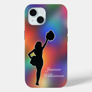 Cheerleader Silhouette Colourful personalise iPhone 15 Case