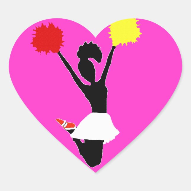 Cheerleader Silhouette Heart Sticker (Front)