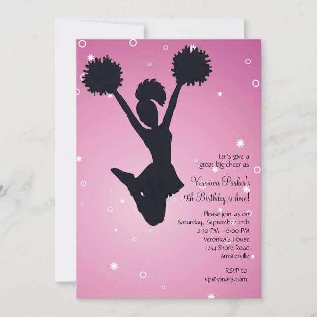 Cheerleader Silhouette Invitation (Front)