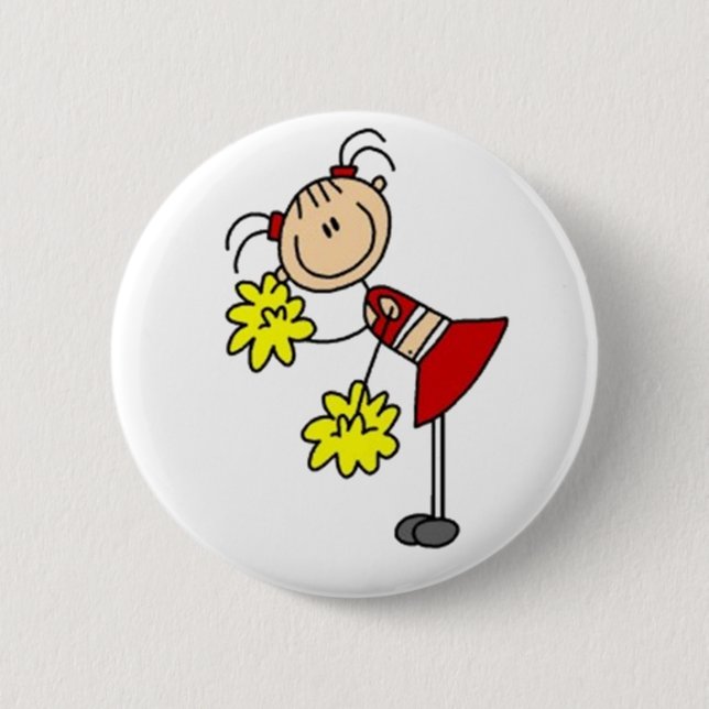 Cheerleader Stick Figure 6 Cm Round Badge (Front)