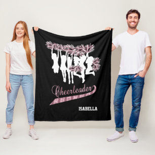 Cheerleader Team 📣 - Pink, Black and White Fleece Blanket