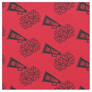 Cheerleader Team School Colors Black & Red Fabric