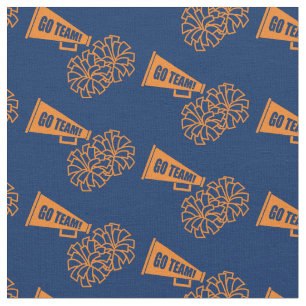Cheerleader Team School Colors Orange & Navy Blue Fabric