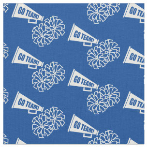 Cheerleader Team School Colors White & Blue Fabric