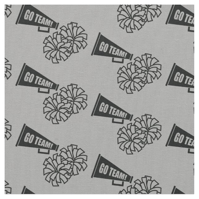 Cheerleader Team School Colours Black & Grey Silve Fabric (Close Up)