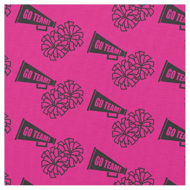 Cheerleader Team School Colours Black & Pink Fabric (Close Up)