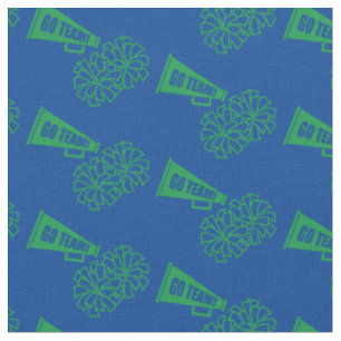 Cheerleader Team School Colours Green & Blue Fabric