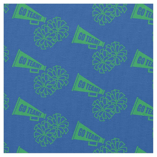 Cheerleader Team School Colours Green & Blue Fabric (Close Up)