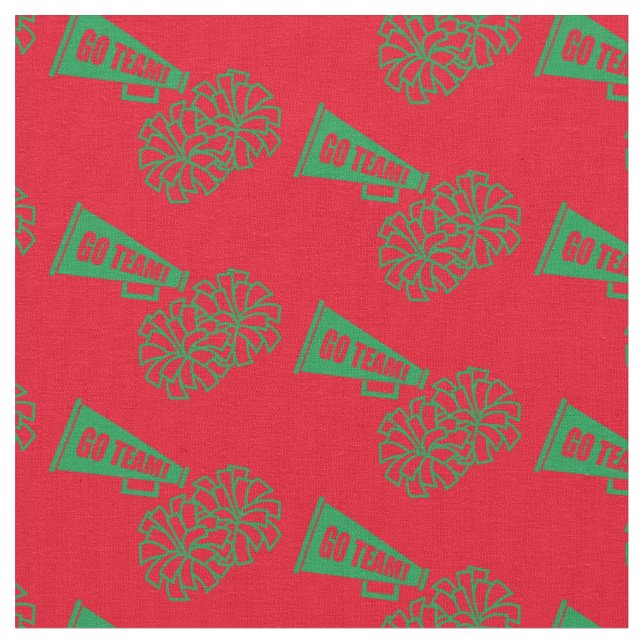 Cheerleader Team School Colours Green & Red Fabric (Close Up)