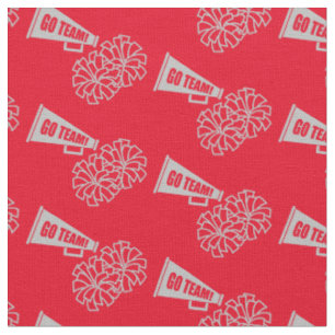 Cheerleader Team School Colours Grey Silver & Red Fabric