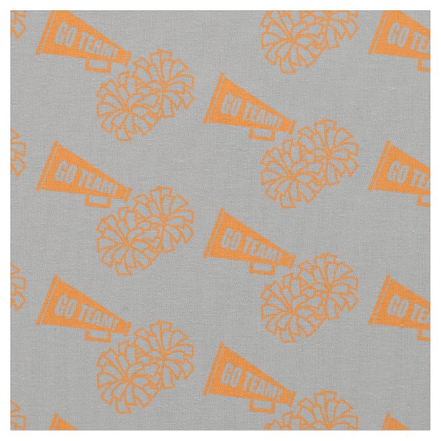Cheerleader Team School Colours Orange & Grey Silv Fabric (Close Up)
