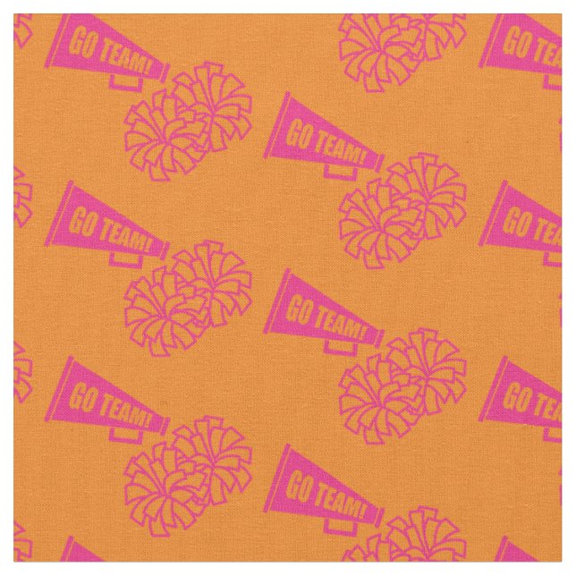 Cheerleader Team School Colours Pink & Orange Fabric (Close Up)