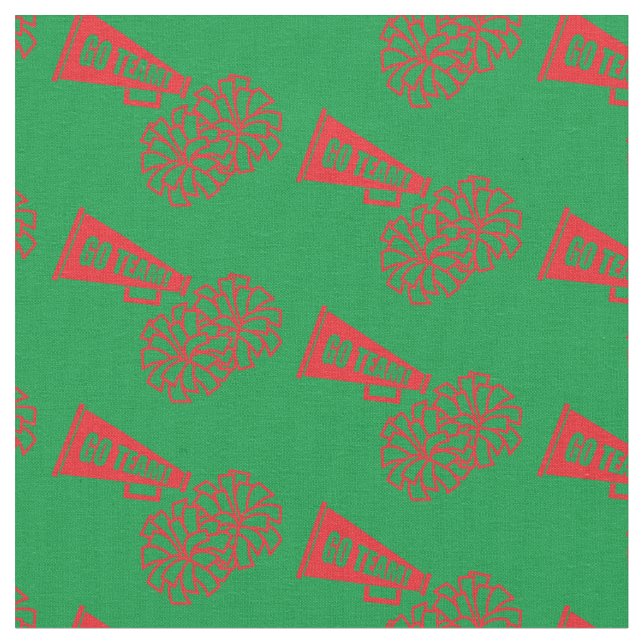 Cheerleader Team School Colours Red & Green Fabric (Close Up)