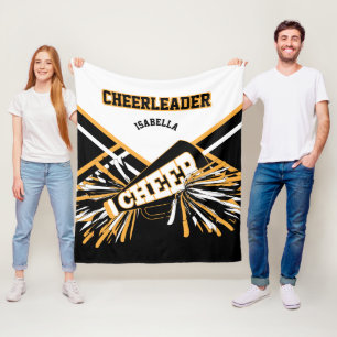 Cheerleader - White, Gold & Black Fleece Blanket
