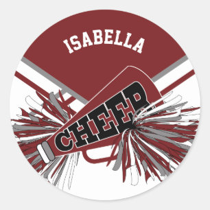 📣 Cheerleader  - White, Maroon and Grey Classic Round Sticker