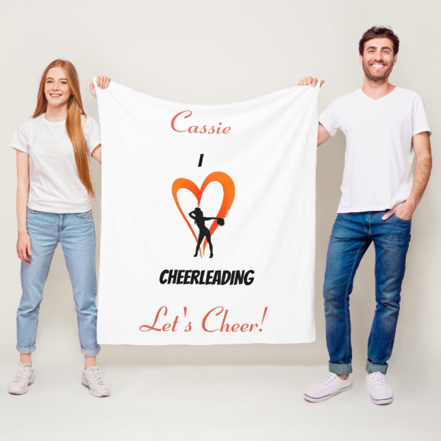Cheerleader White, Orange, Black Fleece Blanket (In Situ)