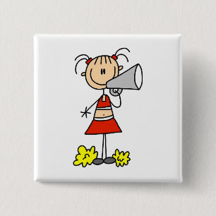Cheerleader with Megaphone Tshirts and Gifts 15 Cm Square Badge