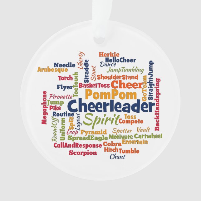 Cheerleader Word Cloud (Cheer Leader) Ornament (Front)