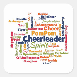 Cheerleader Word Cloud (Cheer Leader) Square Sticker
