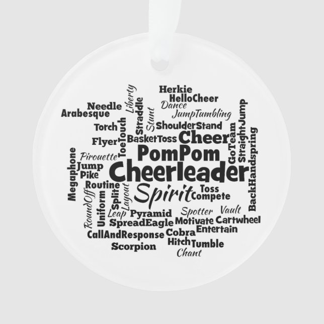 Cheerleader Word Cloud Ornament (Front)