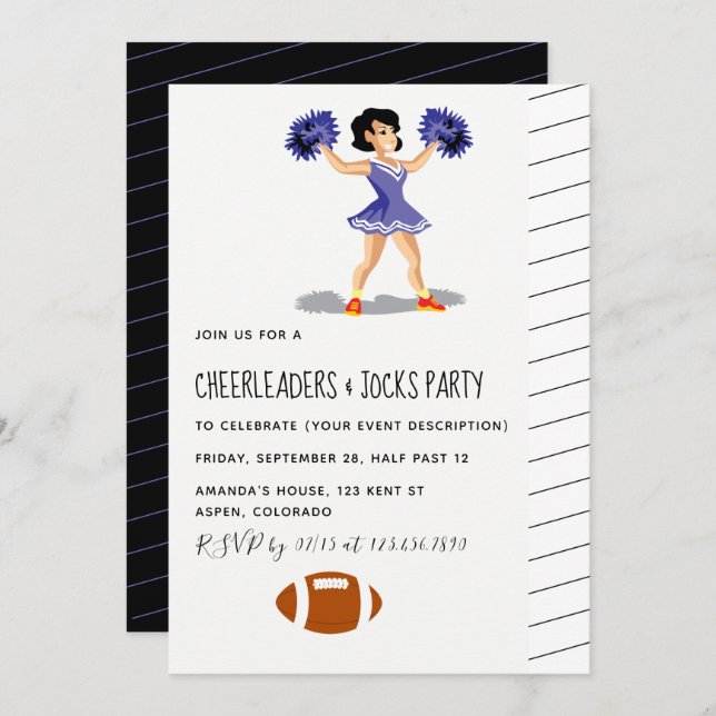 Cheerleaders and Jocks Party Invitation (Front/Back)