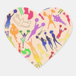 Cheerleaders Collage Heart Sticker