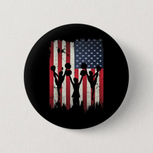 Cheerleaders Usa American Flag 4th Of July Cheerle 6 Cm Round Badge