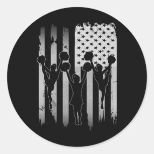 Cheerleaders Usa American Flag 4th Of July Cheerle Classic Round Sticker