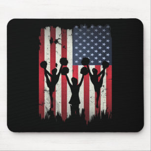 Cheerleaders Usa American Flag 4th Of July Cheerle Mouse Pad