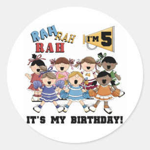 Cheerleading 5th Birthday Tshirts and Gifts Classic Round Sticker