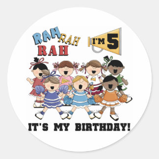 Cheerleading 5th Birthday Tshirts and Gifts Classic Round Sticker