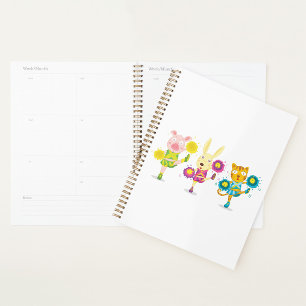 Cheerleading Animal Trio Pig Bunny and Cat  Planner