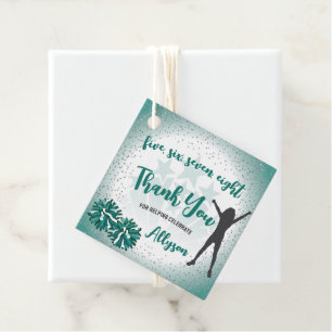 Cheerleading Birthday Party Green Thank You Favour Tags