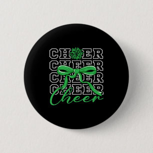 Cheerleading Cheer Green Coquette Bow Cheerleader  6 Cm Round Badge