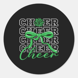 Cheerleading Cheer Green Coquette Bow Cheerleader  Classic Round Sticker