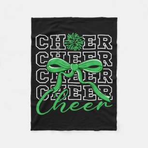 Cheerleading Cheer Green Coquette Bow Cheerleader  Fleece Blanket
