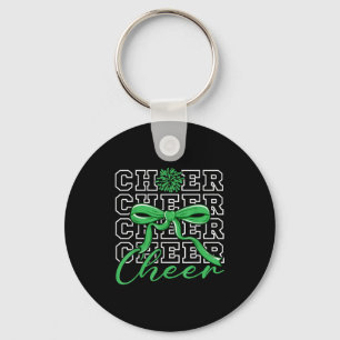 Cheerleading Cheer Green Coquette Bow Cheerleader  Key Ring