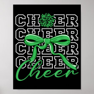 Cheerleading Cheer Green Coquette Bow Cheerleader Poster