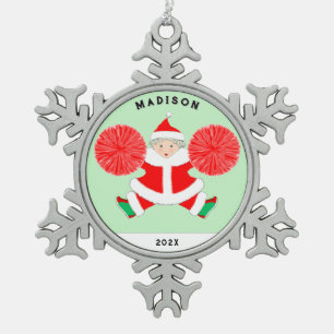 Cheerleading Christmas Collectable 2023 Snowflake Pewter Christmas Ornament