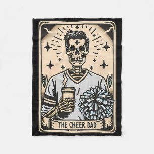 Cheerleading Dad Tarot Card Skeleton Cheer Coach F Fleece Blanket