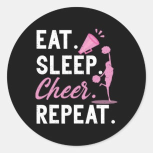 Cheerleading Dance Cheerleader Girls Eat Sleep Che Classic Round Sticker