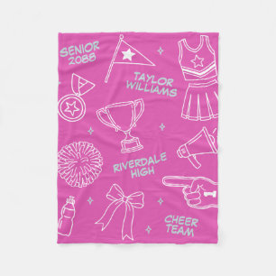 Cheerleading Doodle Cheer Team Senior Gift Fleece Blanket