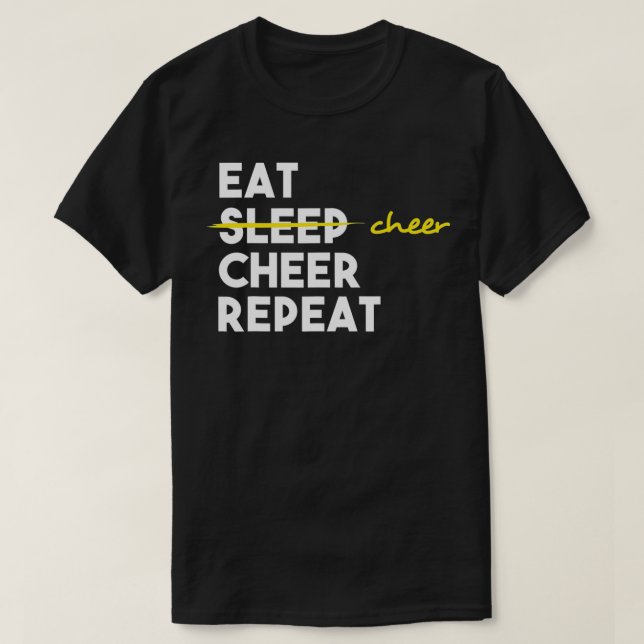 Cheerleading Eat Cheer Repeat Cheerleader  T-Shirt (Design Front)