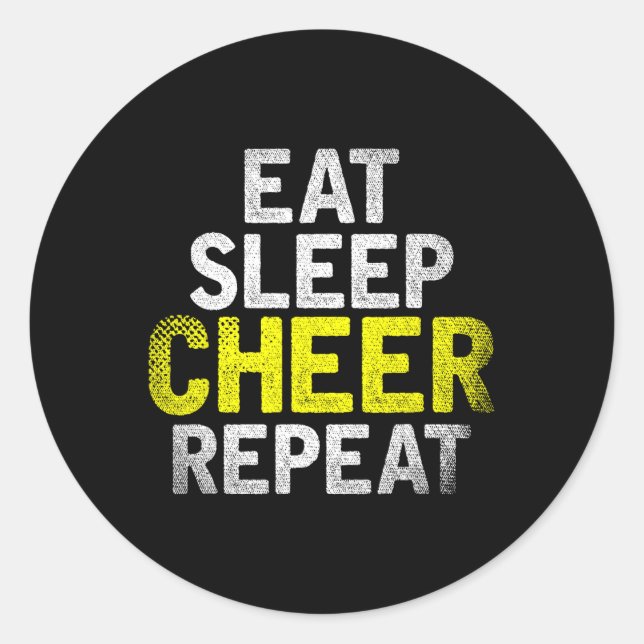Cheerleading Eat Sleep Cheer Repeat Funny Cheerlea Classic Round Sticker (Front)