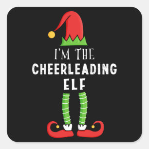 Cheerleading Elf Christmas Matching Family Gift Square Sticker