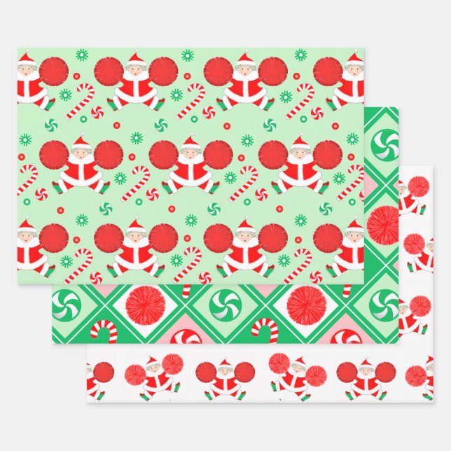 Cheerleading Holiday Gift Wrapping Paper Sheet (Set)