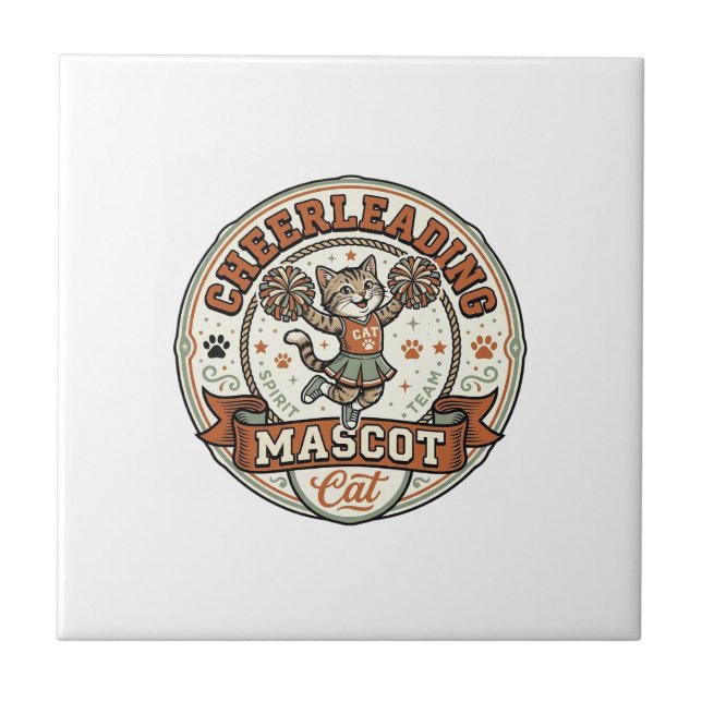 Cheerleading Mascot Cat Cheerleading Mascot Cat Vi Tile (Front)