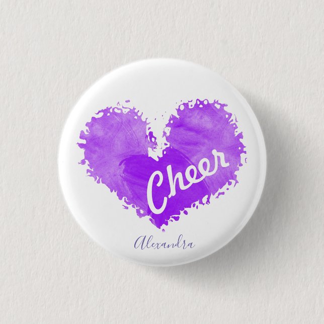 Cheerleading purple heart button (Front)